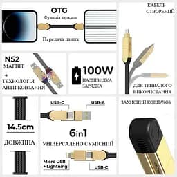 Кабель Rolling Square inCharge X 100W бежевий (X03WR) - мініатюра 5