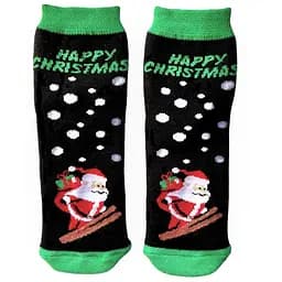 Дитячі Новорічні шкарпетки з індійської бавовни махрові Санта спішить 423002