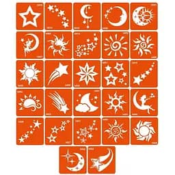 Набір трафаретів для біо-тату H - зірки, космос Fresh Tattoo h_simple_5x5_27_1