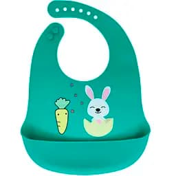 Слюнявчик силиконовый Mega Zayka Зайка с карманом MGZ-0611 (Green)