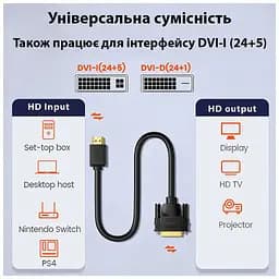 Кабель мультимедійний HDMI to DVI 24+1 1.8m Dynamode (DM-CL-HDMI-DVI-1.8M) - мініатюра 4