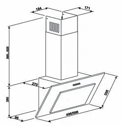 Витяжка Eleyus Vertical 470 60 BL (6512539) - мініатюра 7