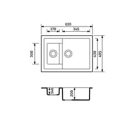 Кухонна мийка Adamant Duplex 610x495x200 чорний металік 489223, Чорний - мініатюра 2