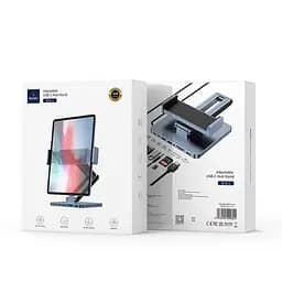 Підставка для планшетів+HUB WIWU AH801 Adjustable 8in1 (USB-C to HDMI+2A+2C+SD/TF+3.5mm) Gray - мініатюра 6