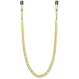 Тонкі затискачі для сосків з ланцюжком Feral Feelings - Chain Thin nipple clamps, золото/чорний