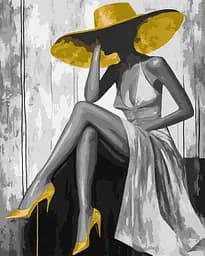 Набір для розпису по номерах Золота дама з фарбами металік extra, Ideyka, 40x50 см, КНО8539