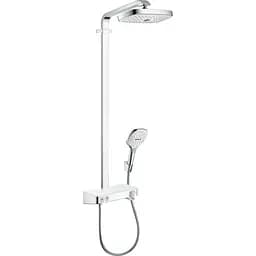 Душова система Hansgrohe Raindance Select E 300 2jet ST з термостатом Showerpipe EcoSmart хром/білий 27283400, Хром