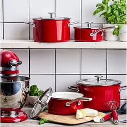 Ківш KitchenAid Steel Core з кришкою 16 см 1.3 л червоний (CC003287-001)  - мініатюра 4