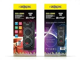Акустична переносна колонка ZXX-5560 2x10" TWS/FM/USB/TF/BT/REC/LED/2MIC/ДУ 100Вт бездротова колонка - мініатюра 6
