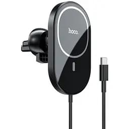 Магнітний автомобільний тримач Hoco CA90 з бездротовою зарядкою Black