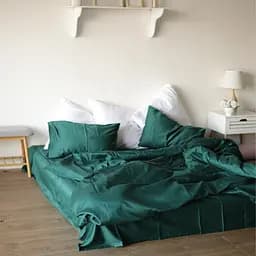 Комплект постільної білизни полуторний 150 x 220 см Сатин Emerald Смарагдовий - мініатюра 2