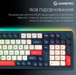 Клавиатура игровая механическая GamePro MK-305-BL Asgard Drakkar Keychron Super Red Switch Bluetooth 5.2/2.4 ГГц/USB Blue - мініатюра 13