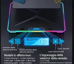 Охолоджувальна підставка для ноутбука 15-17.3 дюйми Ice Coorel K15 RGB - мініатюра 4