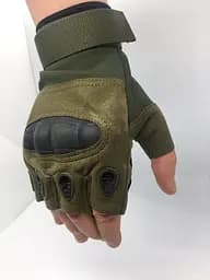 Моторукавички без пальців Combat на спортивній липучці (Оливка) XL - мініатюра 5