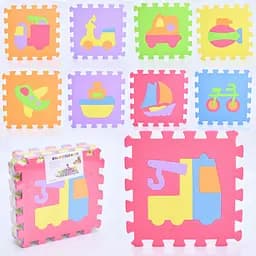 Килимок Мозаїка EVA, транспорт, 9 деталей, 9 мм, 30x30 см, пазли