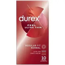 Презервативи Durex Feel Ultra Thin 10 шт ультратонкі латексні, гладкі, зі змазкою, стандартний розмір