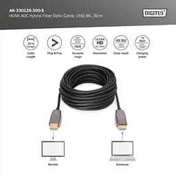 Кабель Digitus HDMI UHD 8K, AOC hybrid-fiber, AM/M, 30м, чорний - мініатюра 5