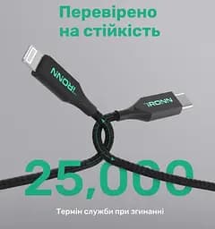 Кабель IRONN Type-C to Lightning PD 20W (1.8m) Black (CL20BT-L) - мініатюра 3