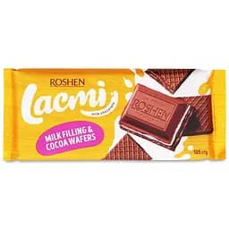 Шоколад Roshen Lacmi молочний з молочною начинкою та вафлею 105 г (819991)