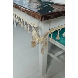 Скатерть силиконовая с молочной бахромой 340х100 см