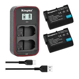 3-Pack KingMa Nikon EN-EL15 (2 АКБ KingMa EN-EL15 та 1 ЗУ на дві батареї)