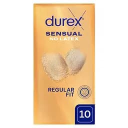 Презервативи Durex Sensual Latex Free 10 шт безлатексні поліізопренові, гладкі, змащені, анатомічні