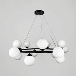 Кольцевая черная люстра на 15 белых плафонов 95 см Line F Арт. 1548 15 BK