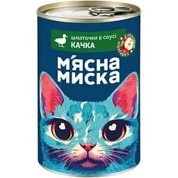 Вологий корм М'ясна Миска для котів шматочки в соусі з качкою та яблуками 415 г