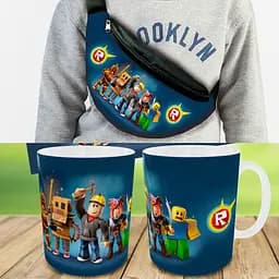 Подарочный набор :Сумка-бананка+ Кружка Роблокс "Roblox", детский,для мальчика (00201)