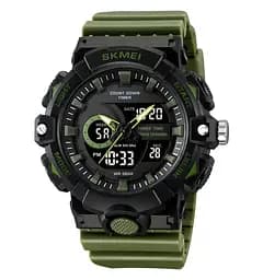 Годинник чоловічий наручний спортивний Skmei 2225 з комбінованим циферблатом (Зелений)