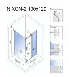 Душова кабіна Rea Nixon 100x120 L chrome REA-K5014 + REA-K5002, Хром, Ліва, прозорий, хром - мініатюра 2