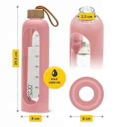 Пляшка для води 4FIZJO спортивна 1000 мл скляна Pink (P-5905973403887) - мініатюра 6