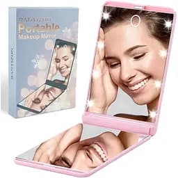 Дзеркало портативне Rantizon Christmas Stocking Fillers для макіяжу з диммою 8 світлодіодів з підсвічуванням 1X і 2X