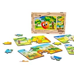 Дитячий дерев'яний пазл Фрукти 4 в 1 PuzzleOK Puz-84681, 80 елементів - мініатюра 4