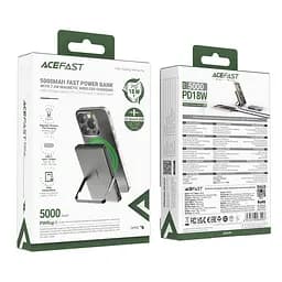 Зовнішній акумулятор Acefast M16-5000 PD18W ultra-thin magnetic wireless charging power bank with stand Black (6974316283997) - мініатюра 2