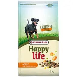 Сухий корм Happy life Adult with Beef flavouring 3 кг хеппі лайф яловичина для собак усіх порід