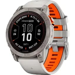Смарт-годинник Garmin Fenix 7X Pro Sapphire Solar Edition Titanium with Fog Gray/Ember Orange Band (010-02778-14) [86521]