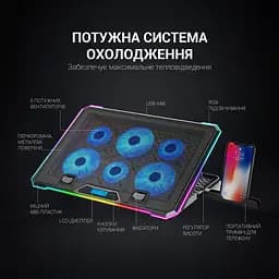 Охолоджувальна підставка для ноутбука GamePro Black (CP940) - мініатюра 9