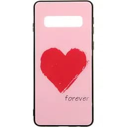 Чохол-накладка Toto Glass Fashionable Case Samsung Galaxy S10 Red Heart on Pink