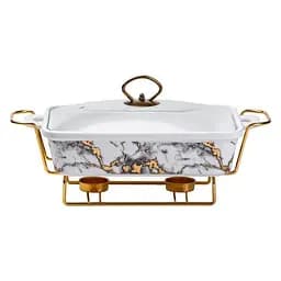 Марміт Yiwu HP1031 мармітниця з кришкою на підставці прямокутна 16 см на 22 см Білий