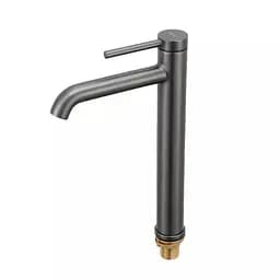 Змішувач для умивальника високий литий вилив збройована сталь Gappo G1006-29 Графитовый хром