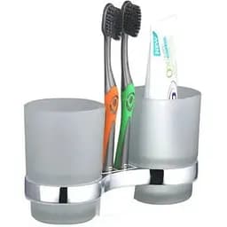 Склянка подвійна з тримачем Frap скло для зубних щіток F1908 1/40 хром