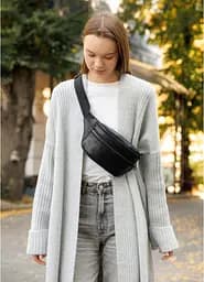 Жіноча сумка на пояс бананка шкіряна Sambag 31х12х5 см 000305464