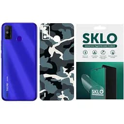 Защитная пленка SKLO Back тыл Camo для Tecno Spark 8 Голубой / Army Blue