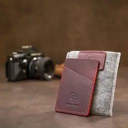 Вінтажний шкіряний картхолдер Grande Pelle 11504 бордовий - мініатюра 8
