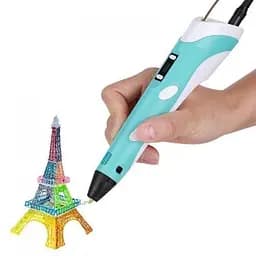 3D ручка з LCD дисплеєм та набором еко пластику для 3D малювання 3D Pen Blue - мініатюра 4