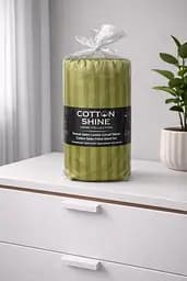 Простирадло на резинці 180х220 см з двома наволочками 50х70 см страйп сатин хакі TC303376228