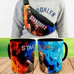 Подарочный набор :Сумка-бананка+ Кружка стендофф2 "Standoff 2" детский,для мальчика (00187)