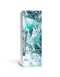 Декор 3Д наклейка на холодильник Морська піна Хвилі з ламінуванням Море Зелений 60х180 см Happy Pocket Z183545