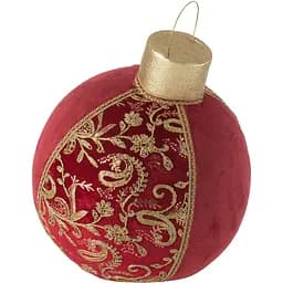 Ялинкова куля J-line декоративна різдвяна червоного кольору з текстилю діаметр 40 см (46516)